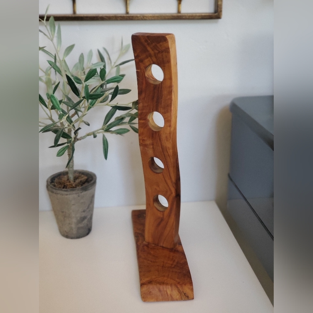 Olive Wood Bottle Holder - Picture 2 of 10